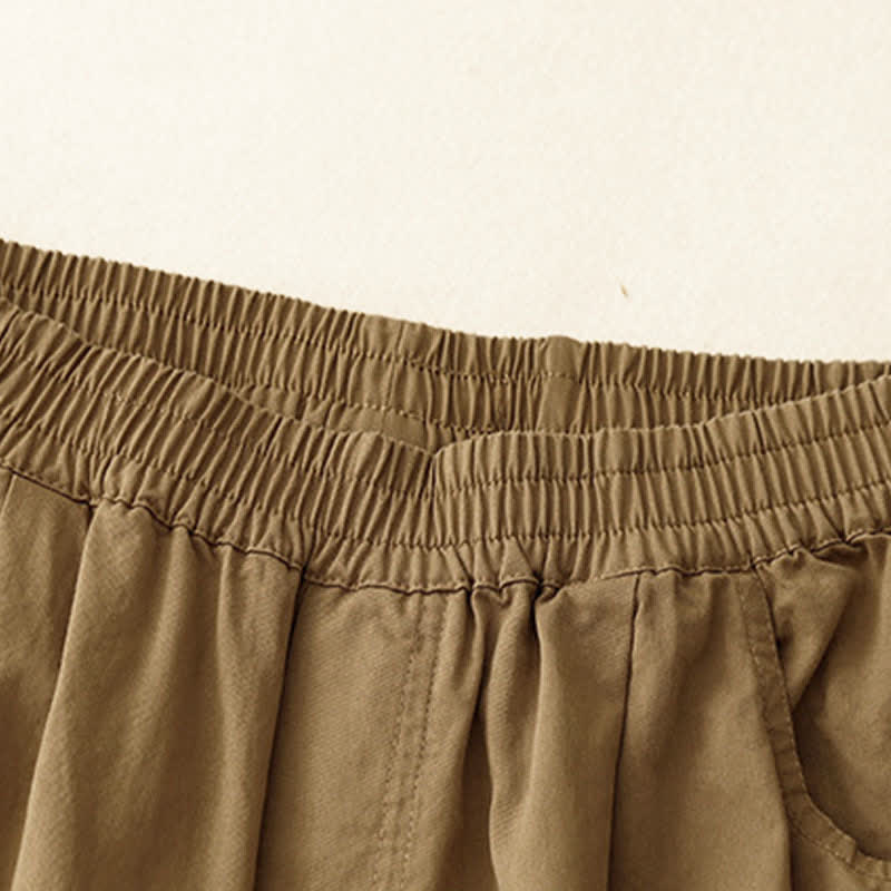 Nimara Ritual Summer Cotton Elastic Waist Women's Half Pants With Pockets