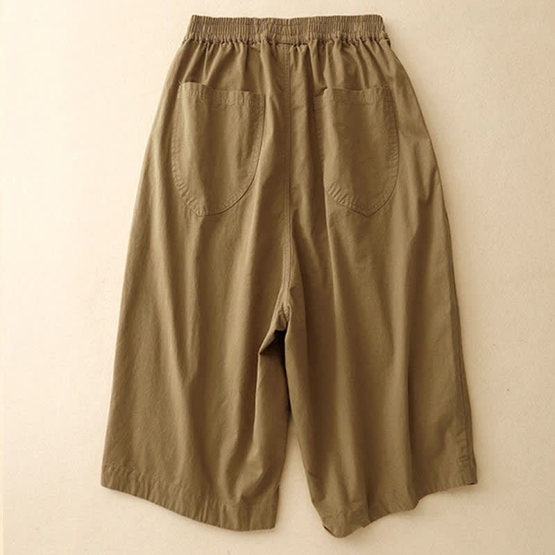 Nimara Ritual Summer Cotton Elastic Waist Women's Half Pants With Pockets