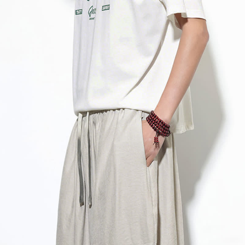 Nimara Ritual Spring Solid Color Drawstring Cropped Men's Harem Cotton Pants With Pockets