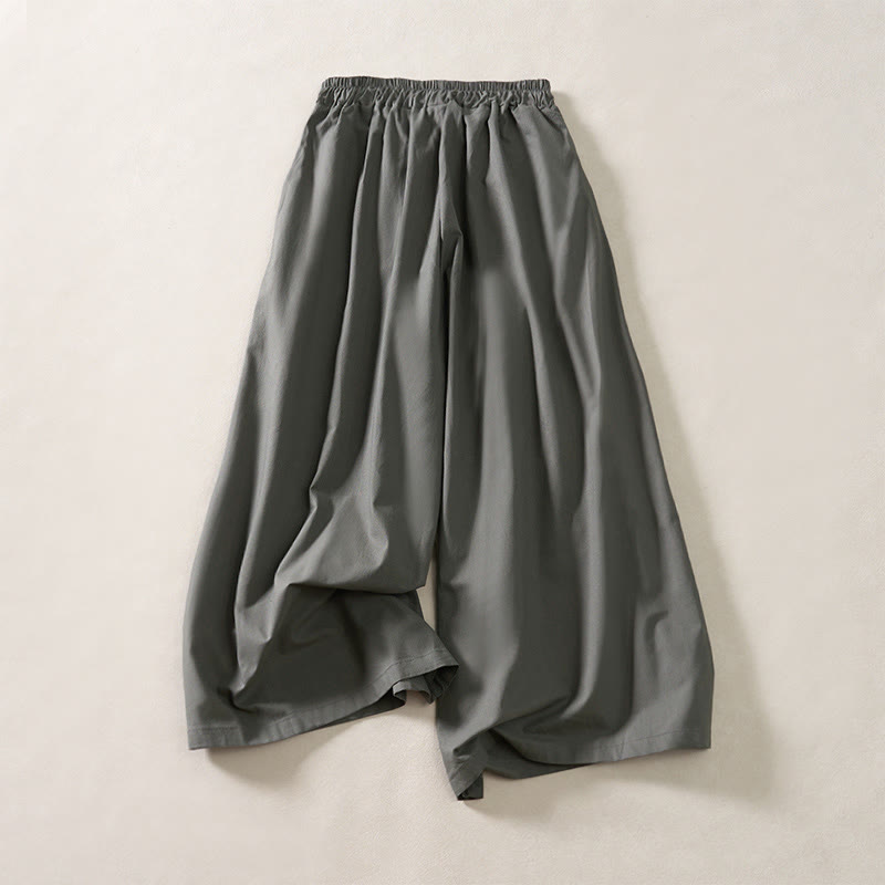 Nimara Ritual Summer Pleated Design Elastic Waistband Cropped Women's Wide Leg Pants With Pockets