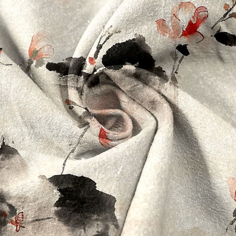 Nimara Ritual Pure Cotton Butterfly Flowers Pattern Print Women's Pants With Pockets