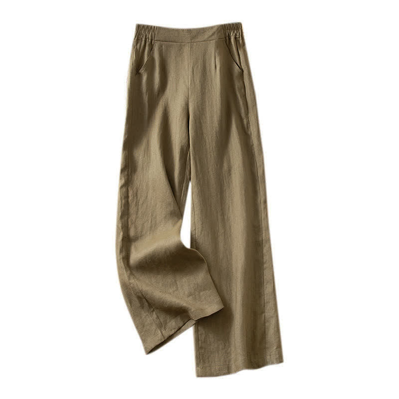 Nimara Ritual Women's Spring High Elastic Waist Wide Leg Long Pants With Side Pockets