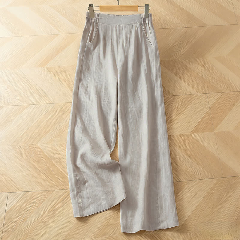 Nimara Ritual Women's Spring High Elastic Waist Wide Leg Long Pants With Side Pockets