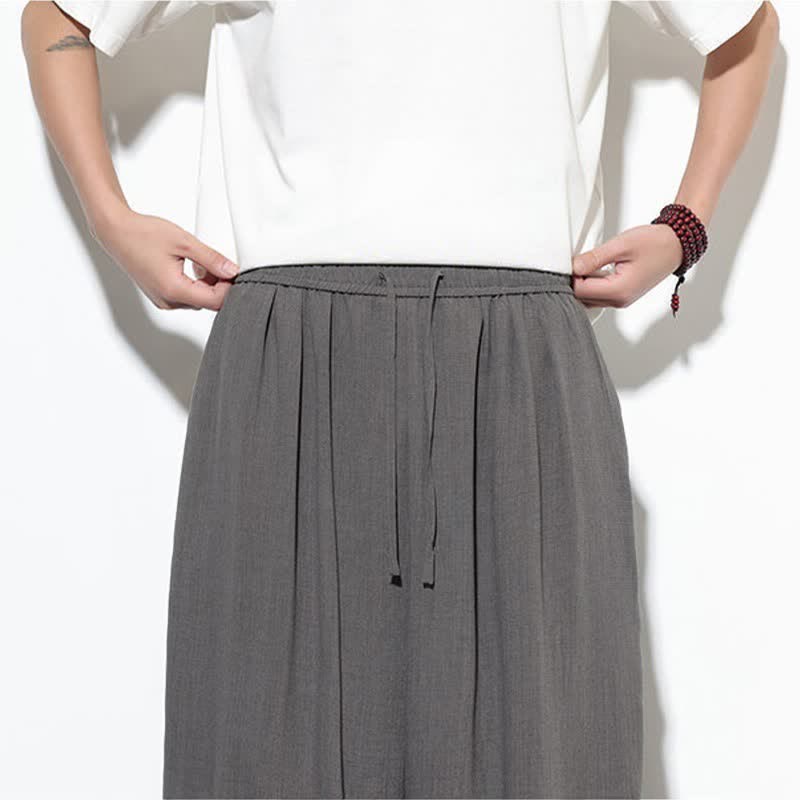 Nimara Ritual Spring Solid Color Drawstring Elastic Design Men's Harem Capri Pants