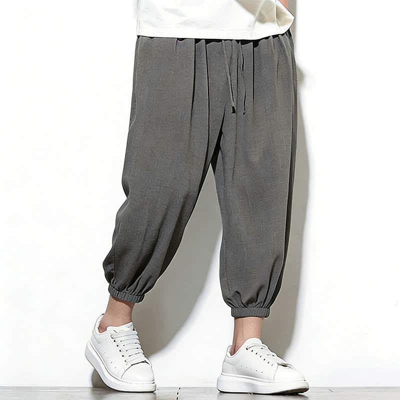 Nimara Ritual Spring Solid Color Drawstring Elastic Design Men's Harem Capri Pants