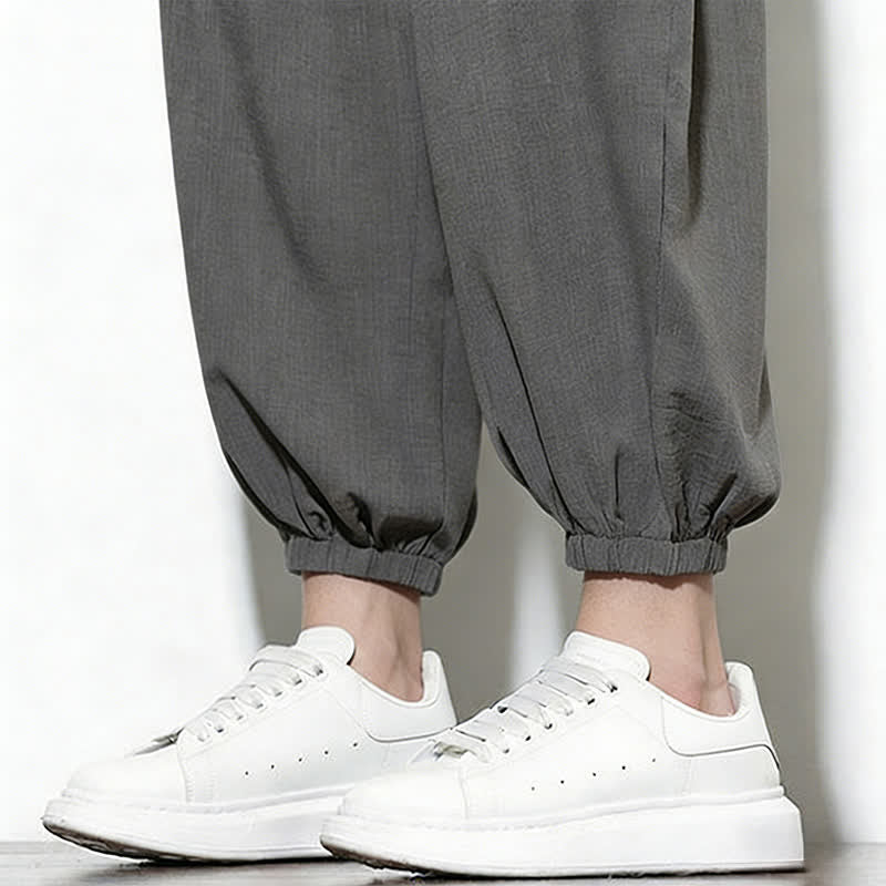 Nimara Ritual Spring Solid Color Drawstring Elastic Design Men's Harem Capri Pants