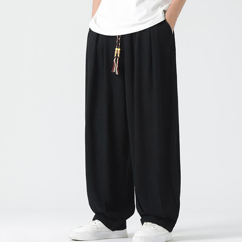 Nimara Ritual Summer Drawstring Ankle Length Solid Color Men's Straight Leg Pants