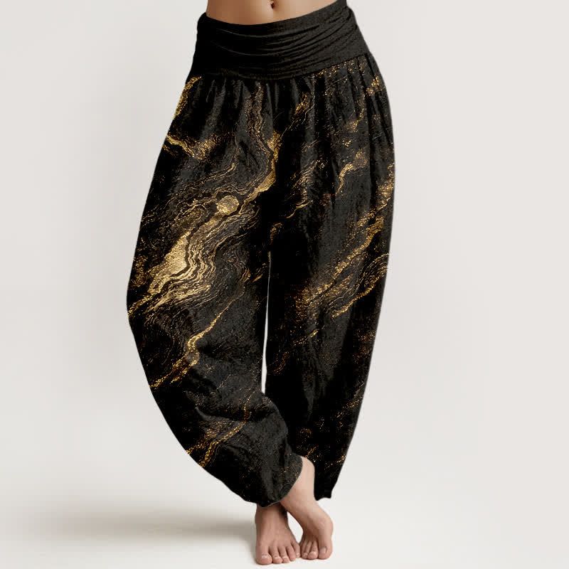 Nimara Ritual Ripple High Elastic Waistband Women's Harem Pure Cotton Pants