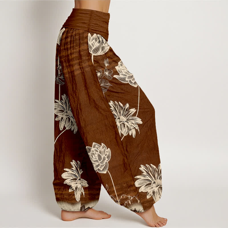 Nimara Ritual Lotus High Waist Design Women's Harem Cotton Pants