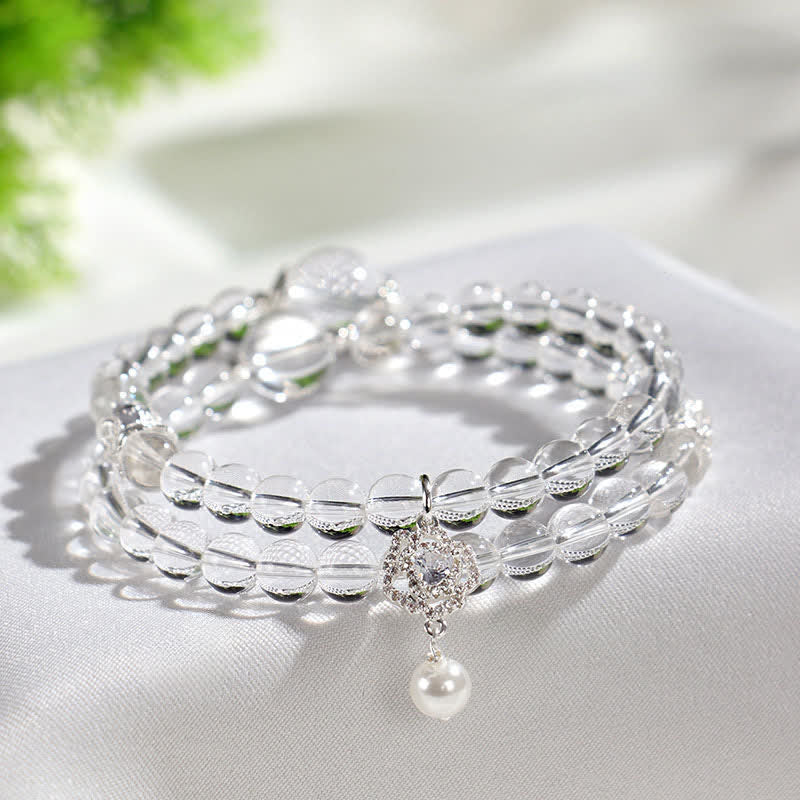 Nimara Ritual Natural Clear Quartz Pearl Clarity Bracelet