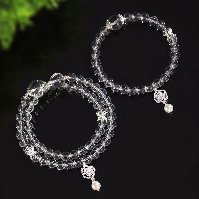 Nimara Ritual Natural Clear Quartz Pearl Clarity Bracelet