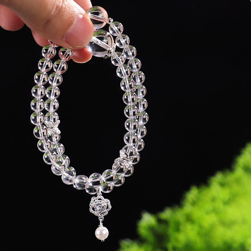 Nimara Ritual Natural Clear Quartz Pearl Clarity Bracelet