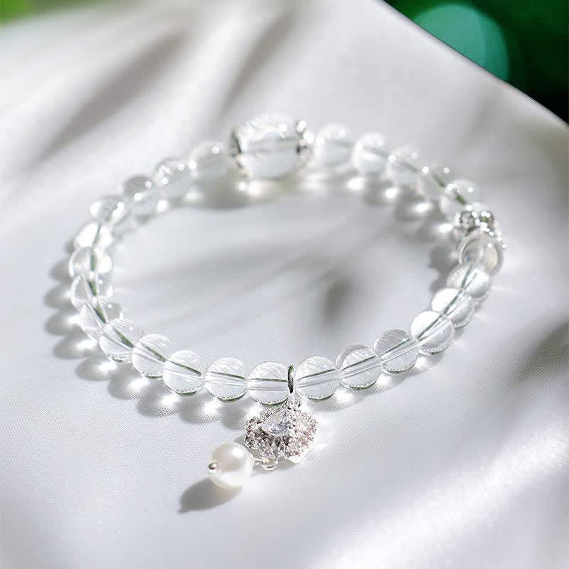 Nimara Ritual Natural Clear Quartz Pearl Clarity Bracelet
