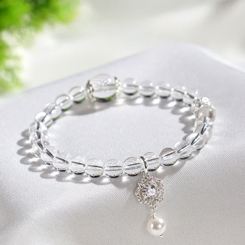Nimara Ritual Natural Clear Quartz Pearl Clarity Bracelet