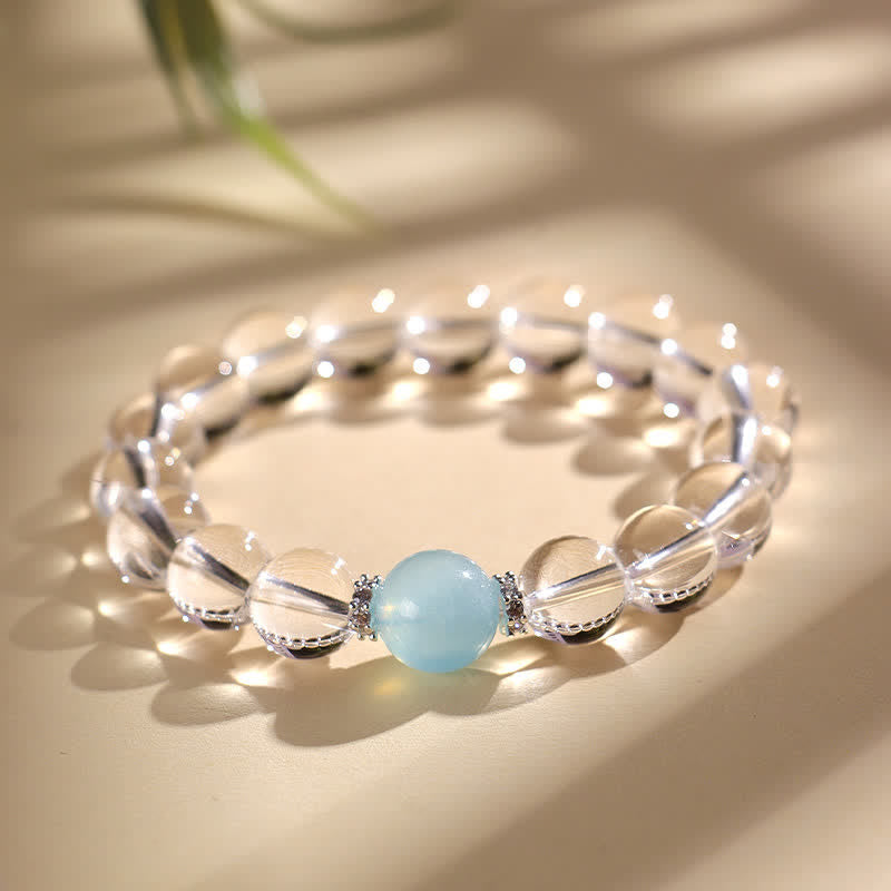 Nimara Ritual Clear Quartz Aquamarine Healing Bracelet