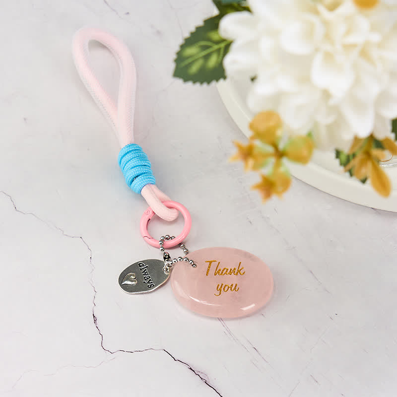 Nimara Ritual Thank You Gifts Natural Rose Quartz Crystal Healing Key Chain Hanging Decoration