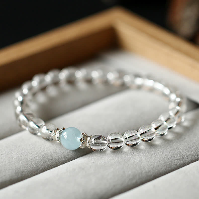 Nimara Ritual Natural Clear Quartz Aquamarine Clarity Bracelet