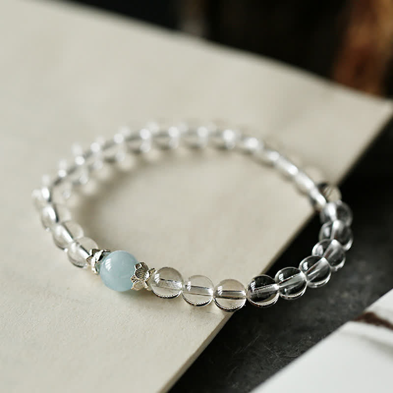 Nimara Ritual Natural Clear Quartz Aquamarine Clarity Bracelet