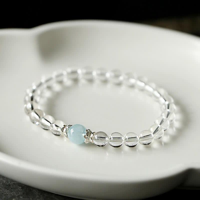 Nimara Ritual Natural Clear Quartz Aquamarine Clarity Bracelet