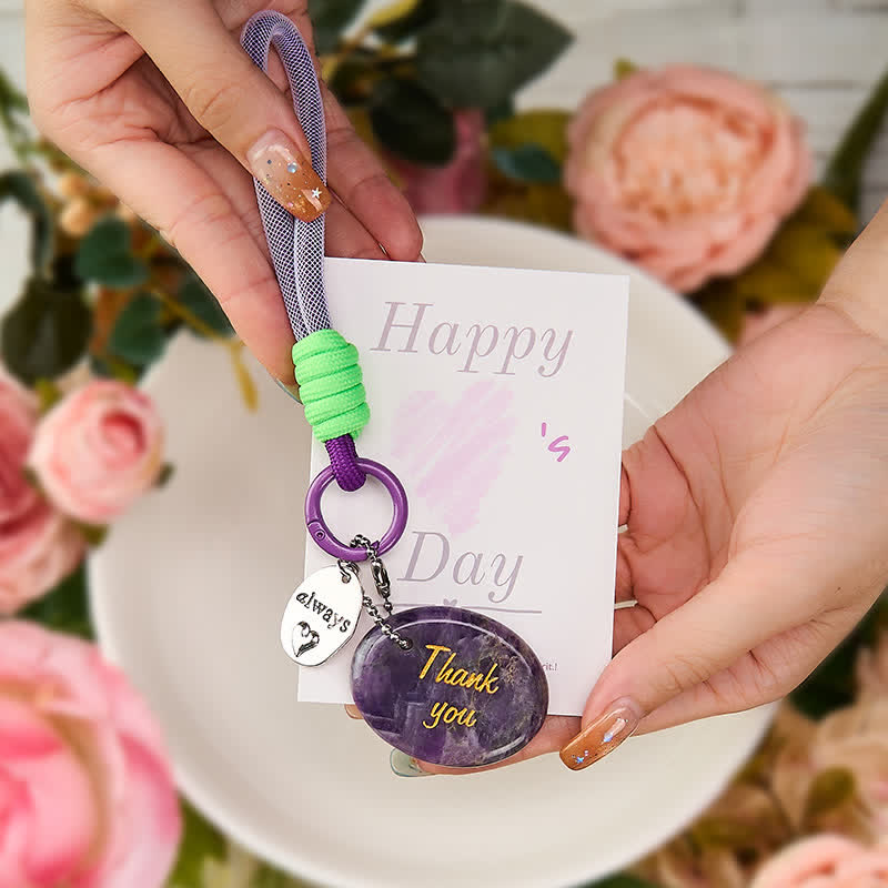 Nimara Ritual Thank You Gifts Natural Amethyst Positive Key Chain Hanging Decoration