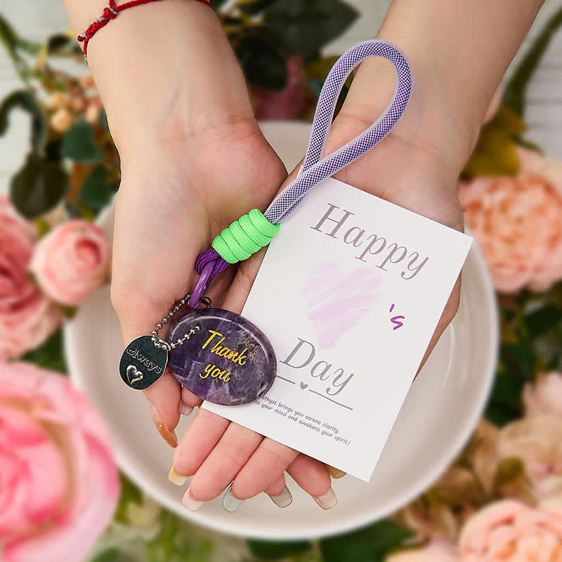 Nimara Ritual Thank You Gifts Natural Amethyst Positive Key Chain Hanging Decoration