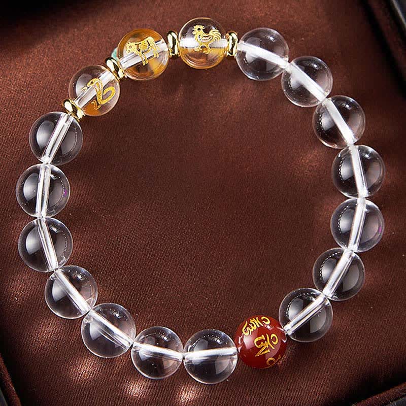 Nimara Ritual Clear Quartz Chinese Zodiac Healing Bracelet