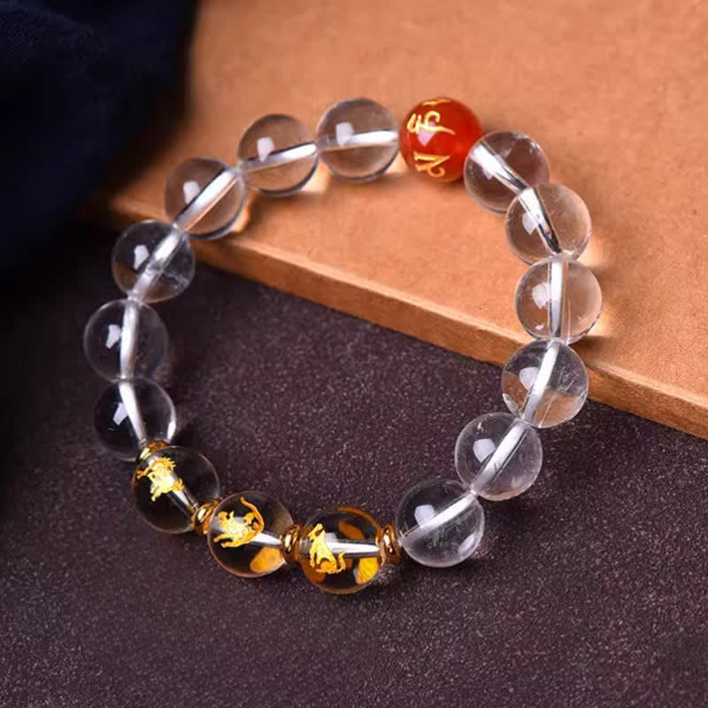 Nimara Ritual Clear Quartz Chinese Zodiac Healing Bracelet