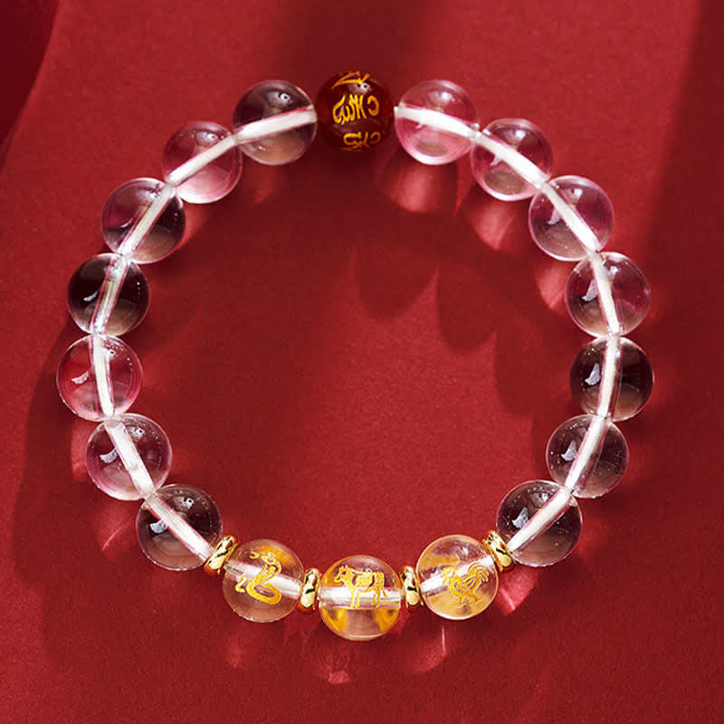Nimara Ritual Clear Quartz Chinese Zodiac Healing Bracelet