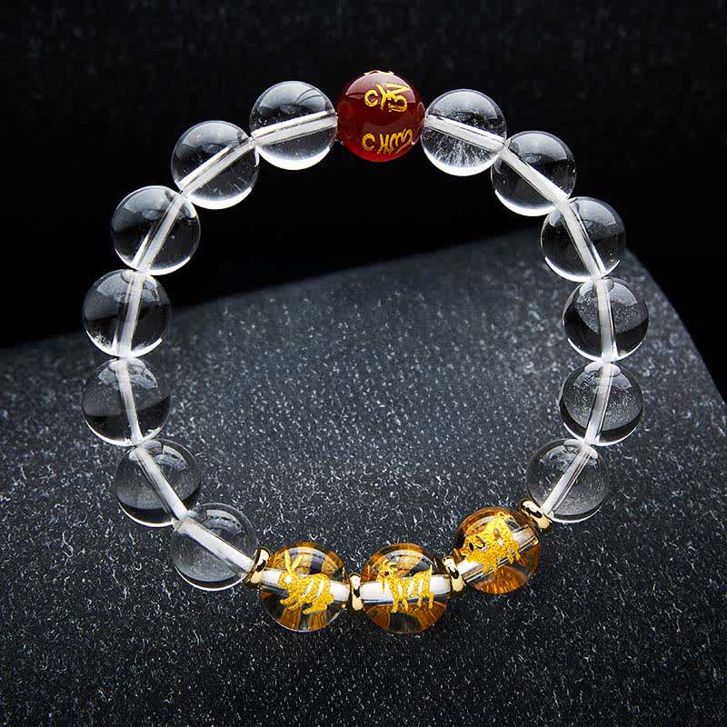 Nimara Ritual Clear Quartz Chinese Zodiac Healing Bracelet