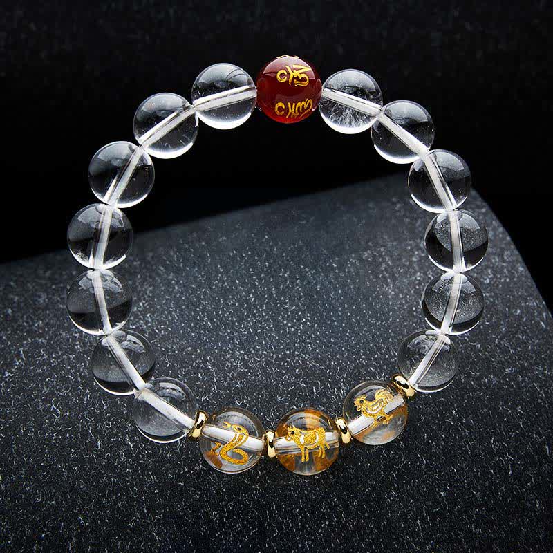 Nimara Ritual Clear Quartz Chinese Zodiac Healing Bracelet