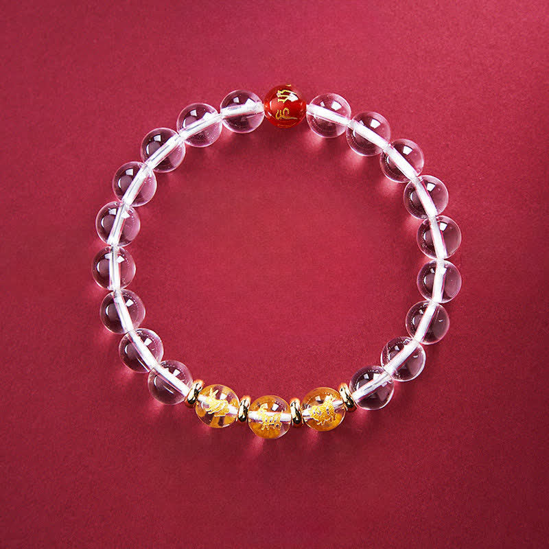 Nimara Ritual Clear Quartz Chinese Zodiac Healing Bracelet