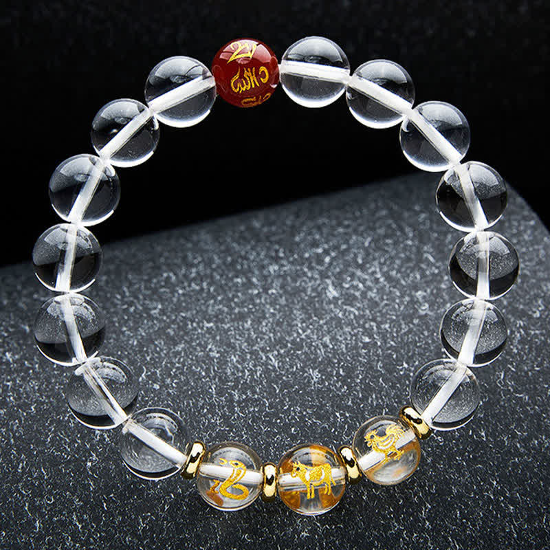 Nimara Ritual Clear Quartz Chinese Zodiac Healing Bracelet