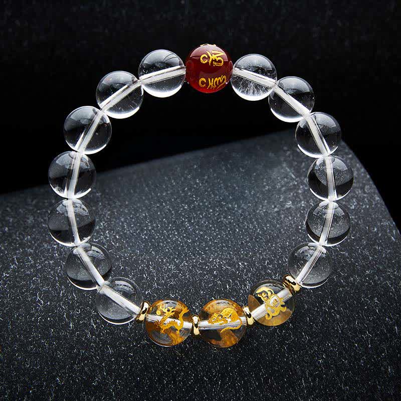 Nimara Ritual Clear Quartz Chinese Zodiac Healing Bracelet