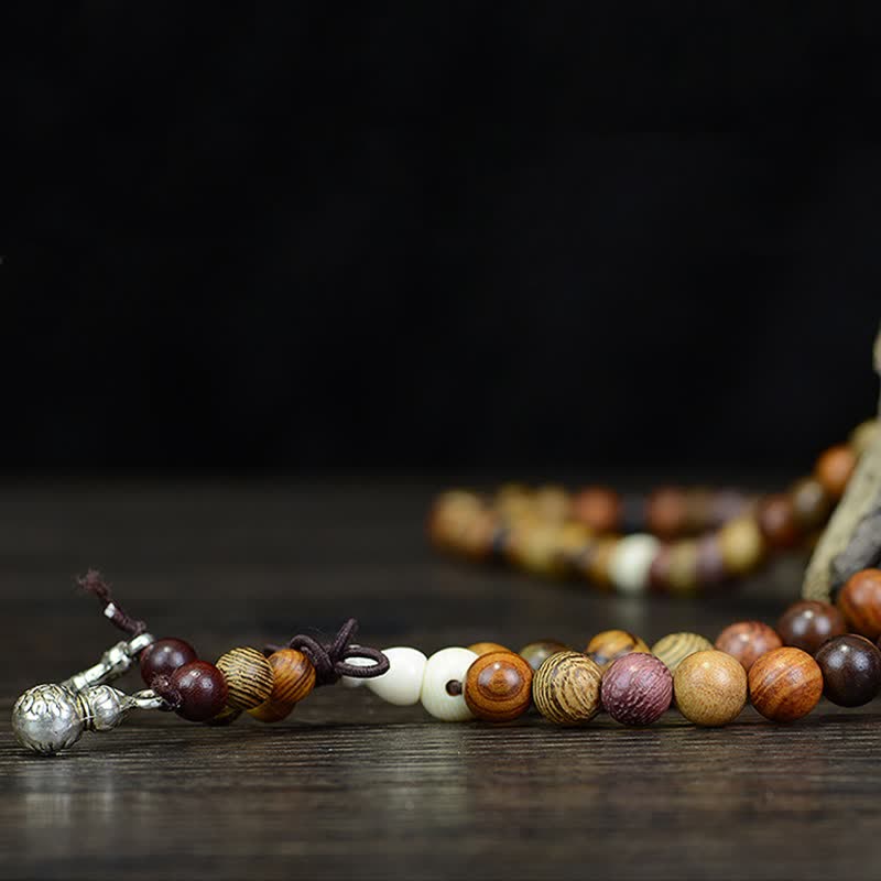 Calm Energy and Harmony 108 Beads Multi-Tone Natural Wood Mala
