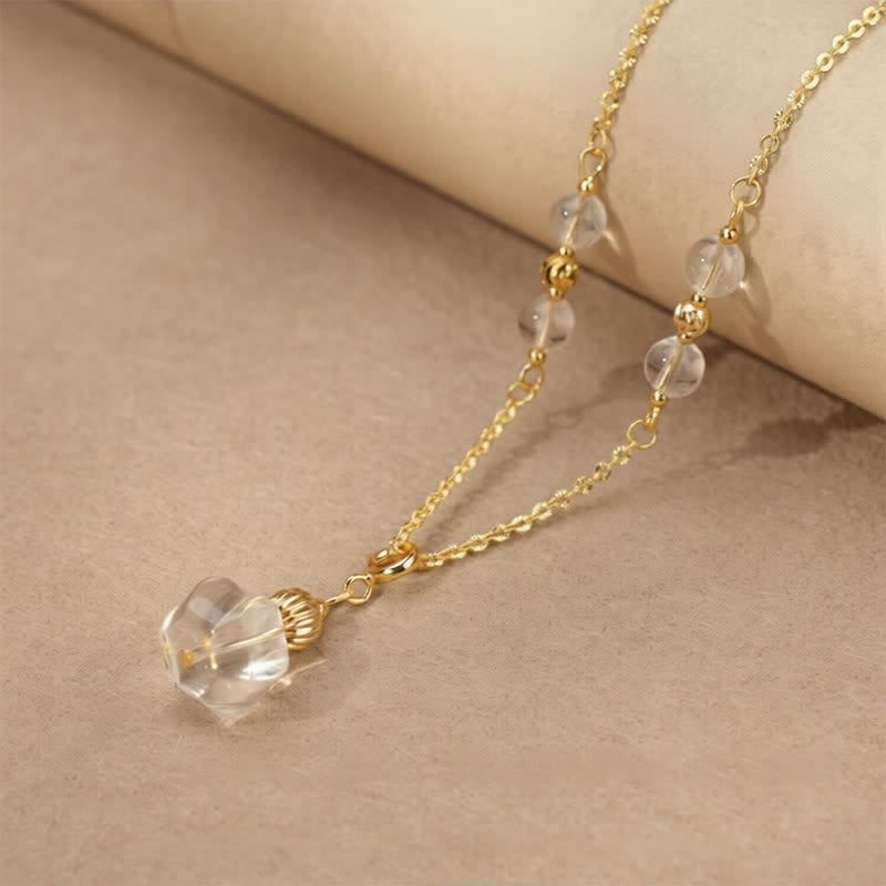 Nimara Ritual Natural Clear Quartz Copper Coin Healing Necklace