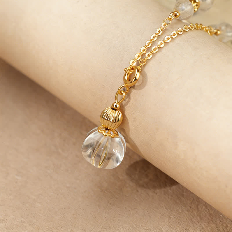 Nimara Ritual Natural Clear Quartz Copper Coin Healing Necklace