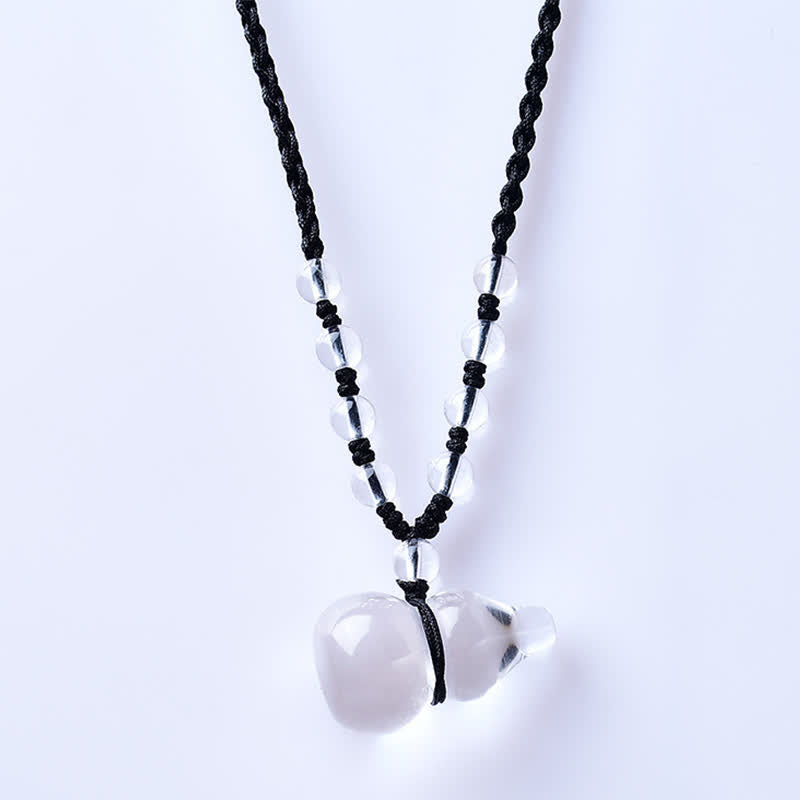 Nimara Ritual Natural Clear Quartz Gourd Protection Beads Rope Necklace