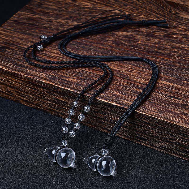 Nimara Ritual Natural Clear Quartz Gourd Protection Beads Rope Necklace