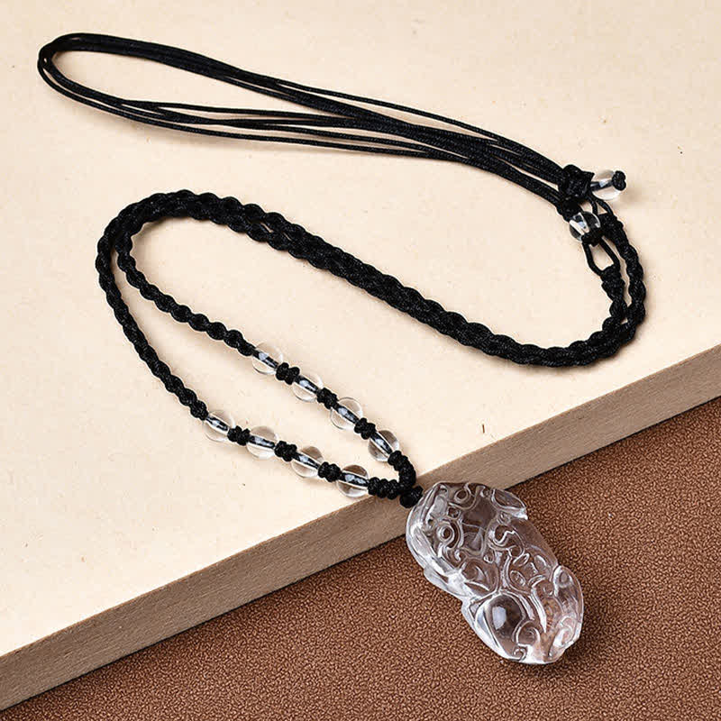 Nimara Ritual Natural Clear Quartz Pixiu Clarity Beads Rope Necklace