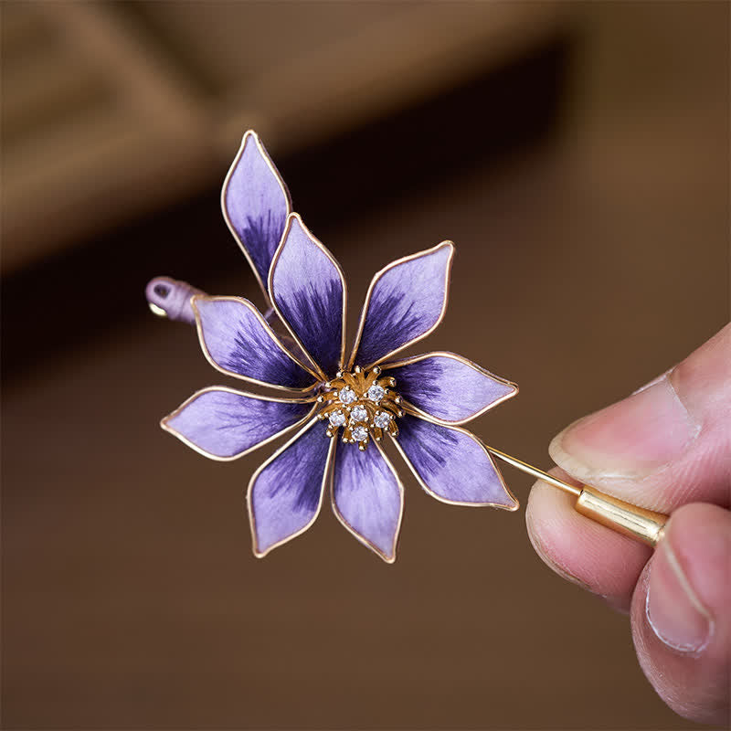 Nimara Ritual Handcrafted Silk Art Velvet Flower Purple Flower Brooch