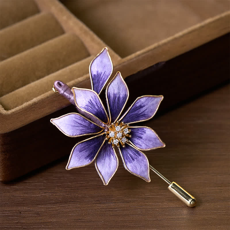 Nimara Ritual Handcrafted Silk Art Velvet Flower Purple Flower Brooch