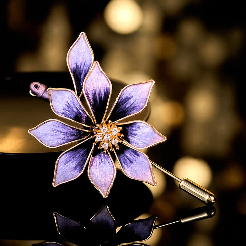Nimara Ritual Handcrafted Silk Art Velvet Flower Purple Flower Brooch