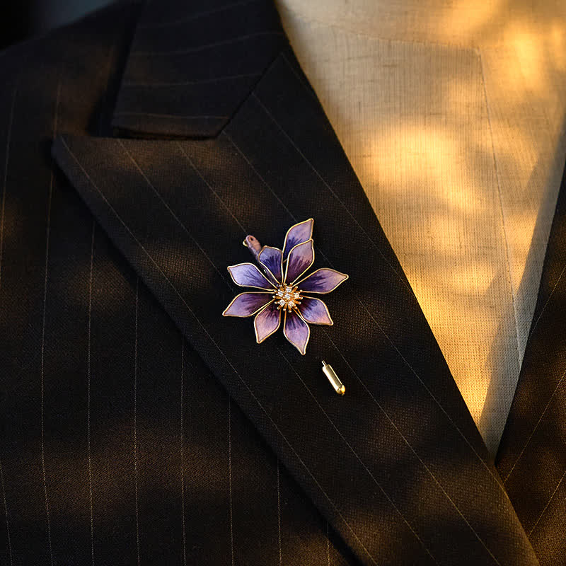 Nimara Ritual Handcrafted Silk Art Velvet Flower Purple Flower Brooch