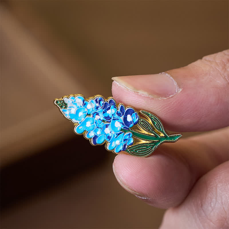 Nimara Ritual Small Forget-Me-Not Corn Poppy Lily of the Valley Hydrangea Lupine Copper Brooch
