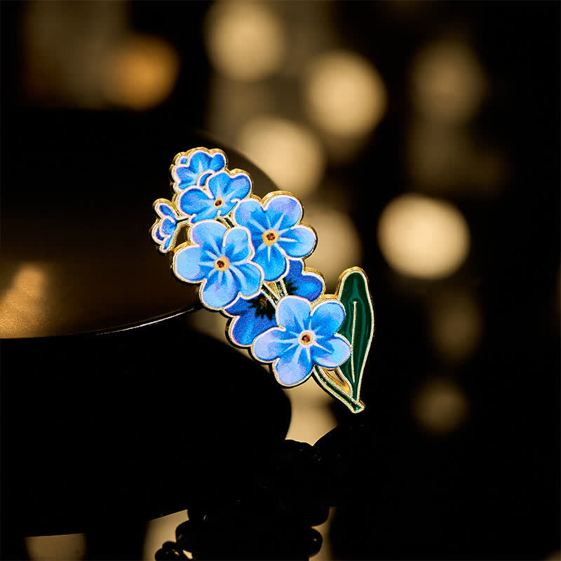 Nimara Ritual Small Forget-Me-Not Corn Poppy Lily of the Valley Hydrangea Lupine Copper Brooch