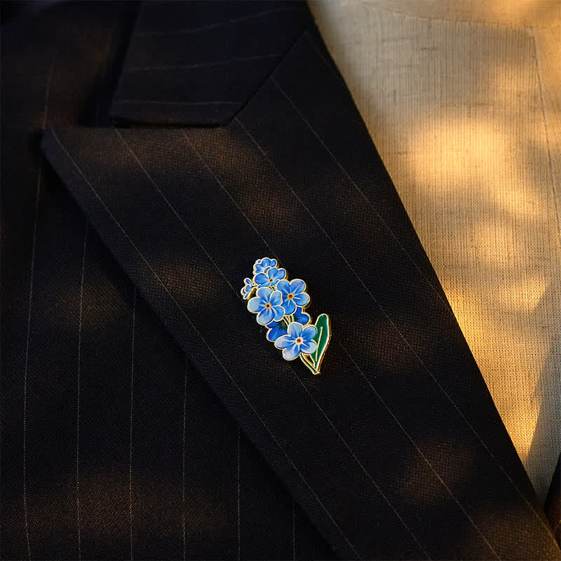 Nimara Ritual Small Forget-Me-Not Corn Poppy Lily of the Valley Hydrangea Lupine Copper Brooch