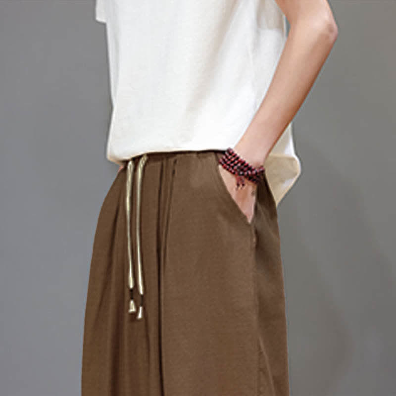 Nimara Ritual Summer Zen Elastic Waist Cuff Men's Cropped Harem Pants With Pockets