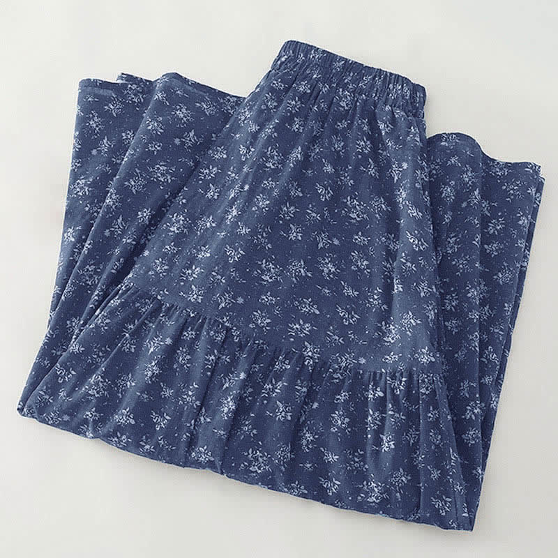 Nimara Ritual Floral Elastic Waist Ruffle Hem Women's Skirt