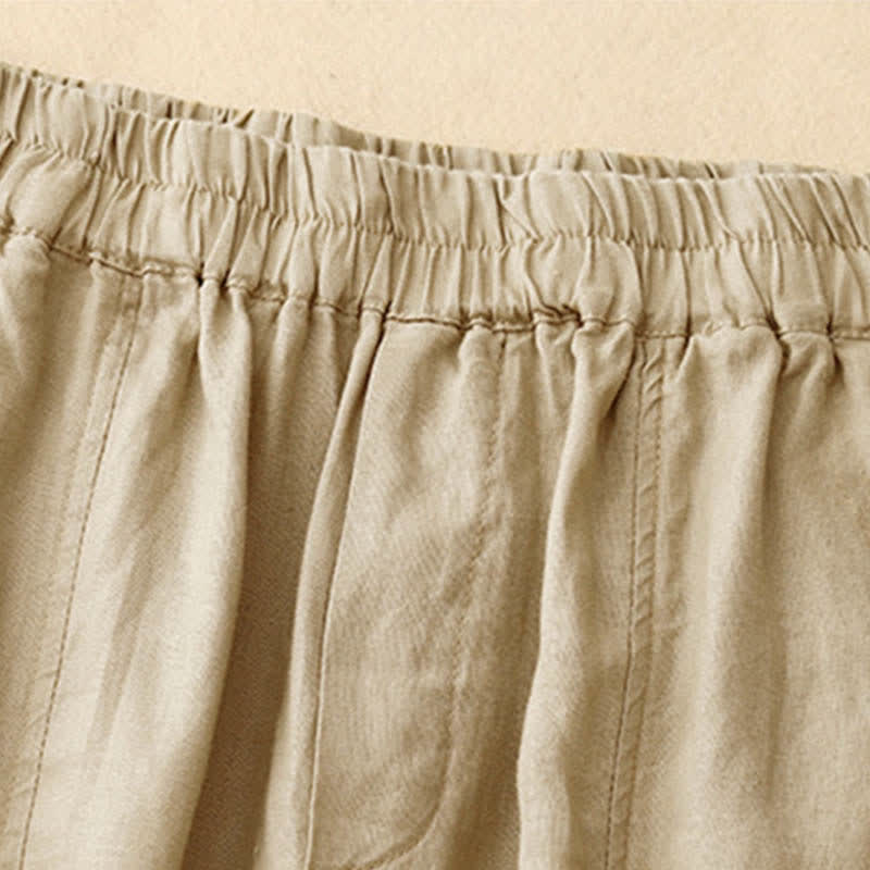 Nimara Ritual Summer Linen Women's Tapered Pants With Pockets