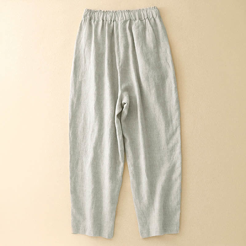 Nimara Ritual Summer Linen Women's Tapered Pants With Pockets